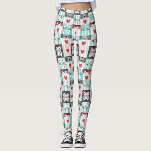 Bold Pop Art Mum with Retro Hearts & Stripes Leggings