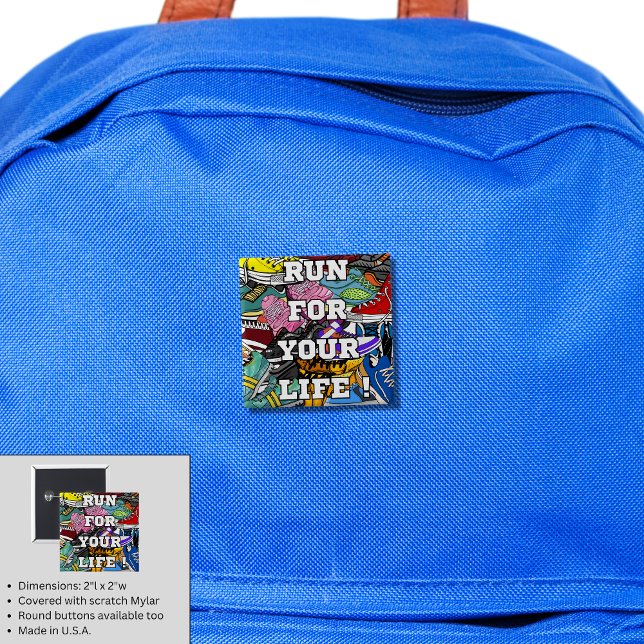 Bold Pop Art Runner Jogger 15 Cm Square Badge (Creator Uploaded)