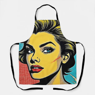 Bold Pop Art Woman Defined Apron