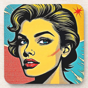 Bold Pop Art Woman Defined Coaster