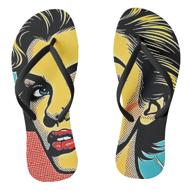 Bold Pop Art Woman Defined Thongs (Footbed)