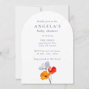 Bold Poppy Floral Baby Shower Invitation