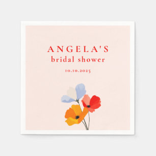 Bold Poppy Floral Bridal Shower Napkin