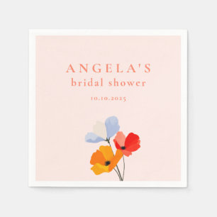 Bold Poppy Floral Bridal Shower Napkin