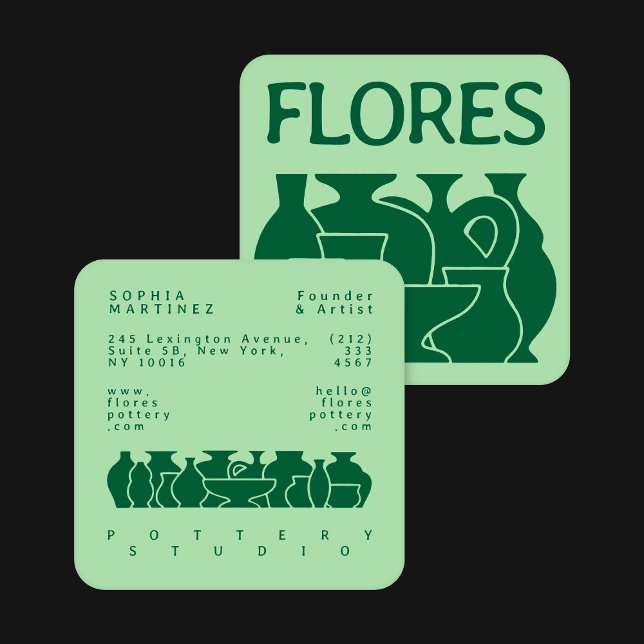 Bold Pottery Vase Silhouette Design Business Card (Creator Uploaded)