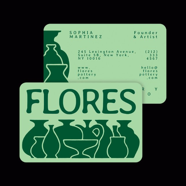 Bold Pottery Vase Silhouette Design Business Card (Creator Uploaded)