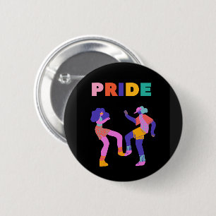 Bold PRIDE Dancing Figures Colourful Tshirt 6 Cm Round Badge