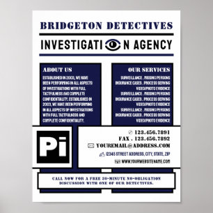 Bold Private Eye, Private Detective Investigator Poster