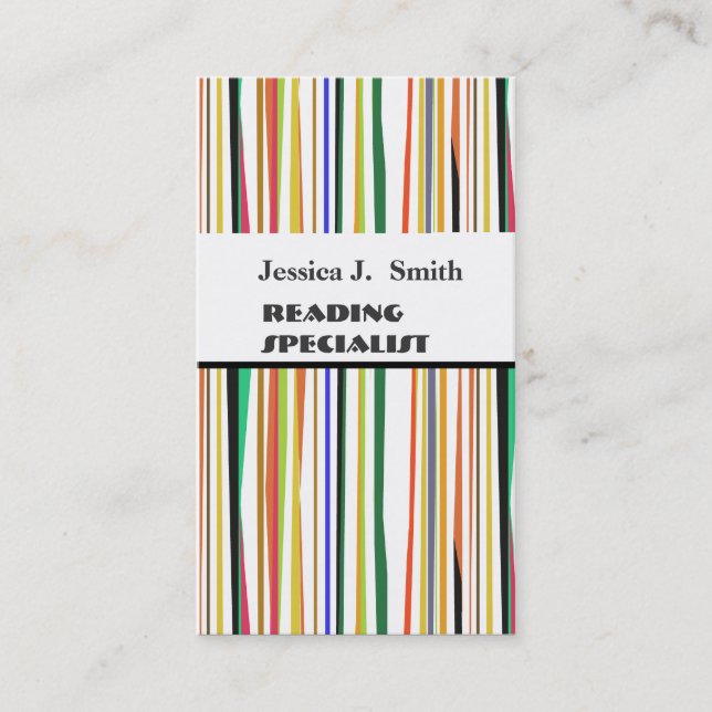 BOLD Professional  Modern Striped Pattern Colourfu Business Card (Front)