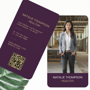Bold Professional Real Estate Chic Realtor QR Code Business Card