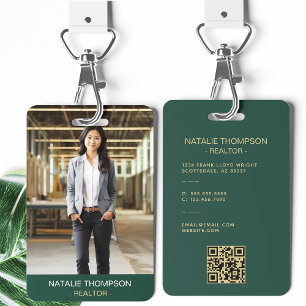 Bold Professional Real Estate Chic Realtor QR Code ID Badge