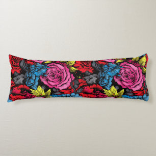Bold Punk Blooms Floral Body Pillow