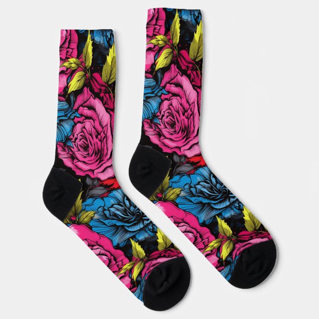 Bold Punk Blooms Floral Socks (Right)