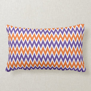 Bold Purple and Orange Chevron Zigzag Pattern Lumbar Cushion
