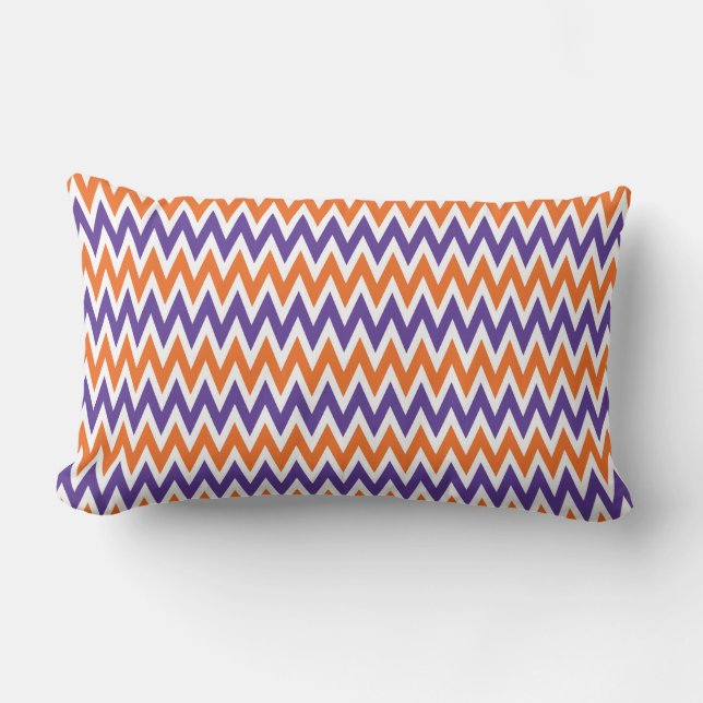 Bold Purple and Orange Chevron Zigzag Pattern Lumbar Cushion (Front)