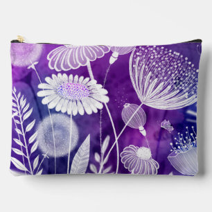 Bold Purple and Violet Wild Flower Art Accessory Pouch