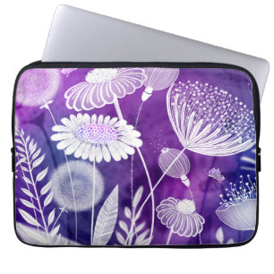 Bold Purple and Violet Wild Flower Art Laptop Sleeve