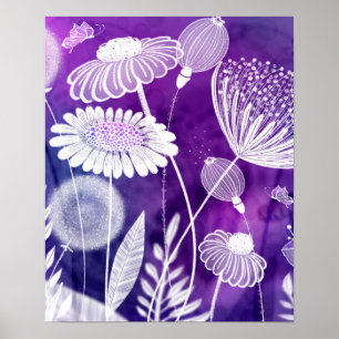 Bold Purple and Violet Wild Flower Art Poster