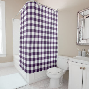 Bold Purple and White Buffalo Plaid Shower Curtain