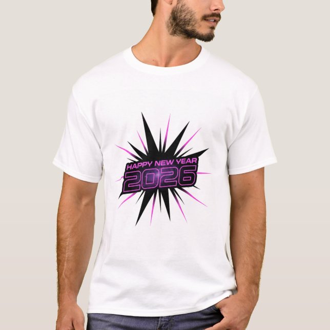 Bold Purple & Black 2026 New Year Party AppT-Shirt T-Shirt (Front)
