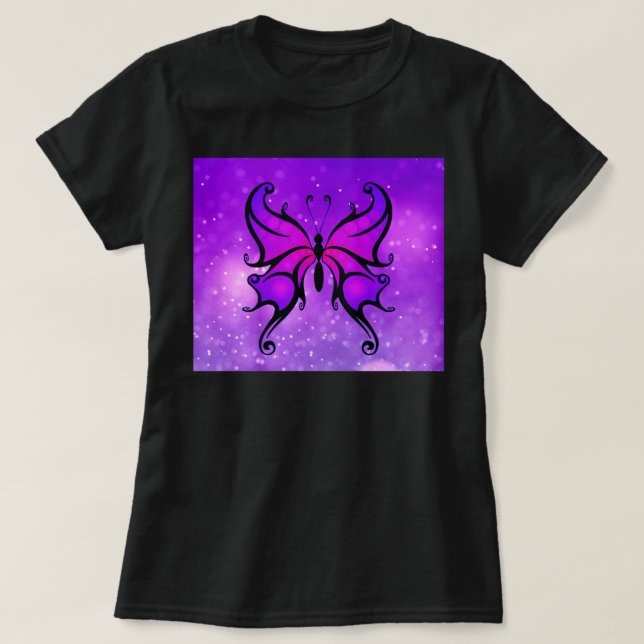 Bold Purple Butterfly Pretty Women's Comfortable T T-Shirt (Design Front)
