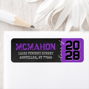 Bold Purple Chalkboard Grad Return Address Label