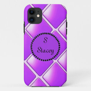 Bold Purple Diamond With Monogram iPhone 11 Case