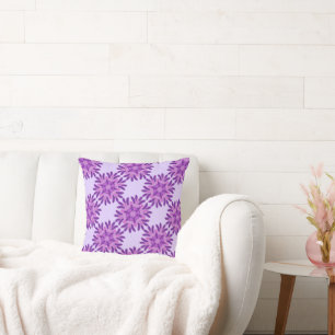 Bold Purple Floral Pattern Accent Throw Pillow