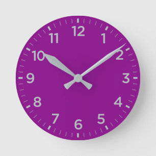 Bold Purple Gray Gloss Minimalist Wall Clock