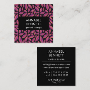 Bold Purple Leaf Petal Garden Pattern Square Business Card