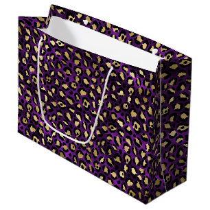 Bold Purple Leopard Print Glam Animal Pattern Large Gift Bag