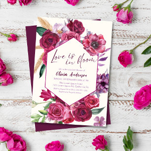 Bold purple magenta love is in bloom Bridal shower Invitation