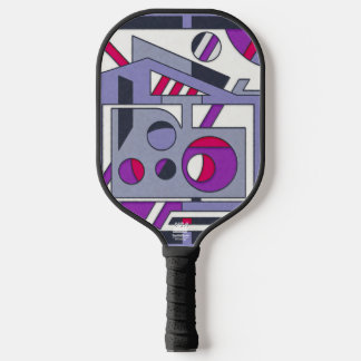 Bold Purple Pink Geometric Abstract Industrial Des Pickleball Paddle