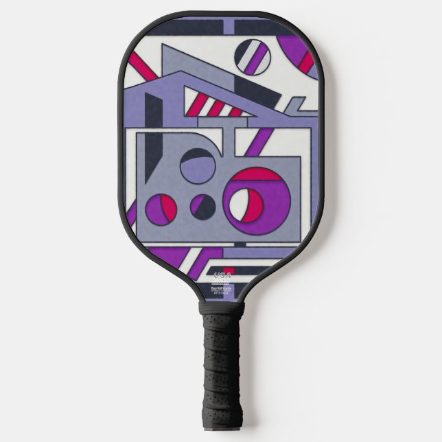 Bold Purple Pink Geometric Abstract Industrial Des Pickleball Paddle (Front)