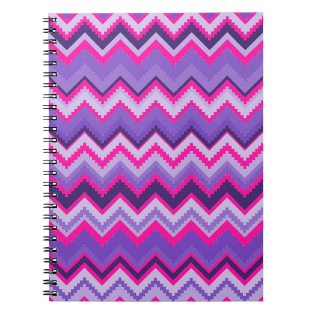 Bold Purple Pink Tribal Chevron Zig Zags Notebook (Front)