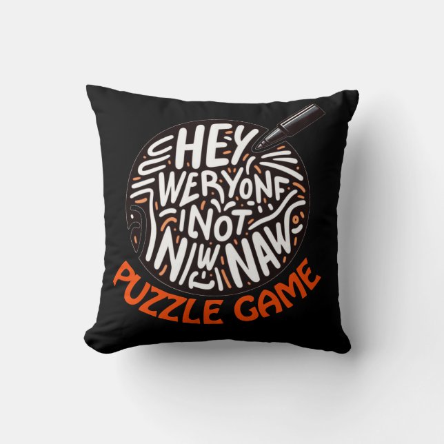 Bold Puzzle Quote Typography Art Cushion (Front)