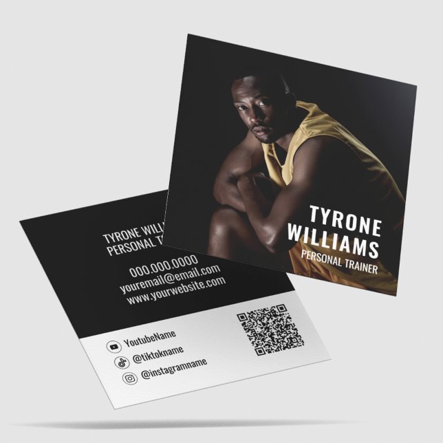 Bold Qr Code Fitness Personal Trainer Square Business Card (Bold Qr Code Fitness Personal Trainer Square Business Card
)