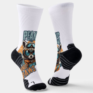 Bold Racoon and Mountains Graphic Socks