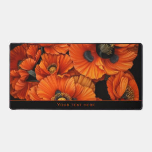 Bold Radiant Beauty Orange Poppy Floral Art Desk Mat