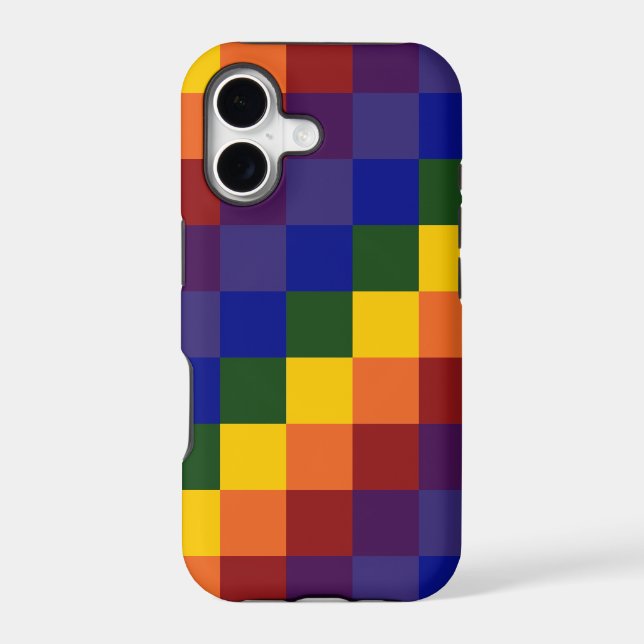 Bold Rainbow Chequerboard Pattern (Back)