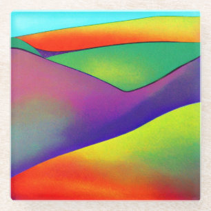Bold Rainbow Hills Glass Coaster
