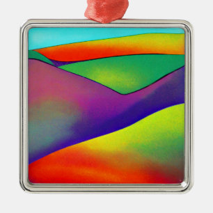 Bold Rainbow Hills Metal Ornament