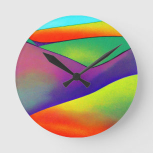 Bold Rainbow Hills Round Clock