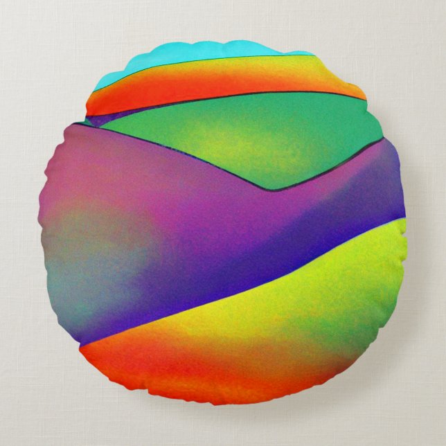 Bold Rainbow Hills Round Cushion (Front)