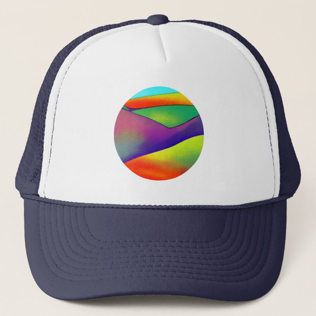 Bold Rainbow Hills Trucker Hat (Front)