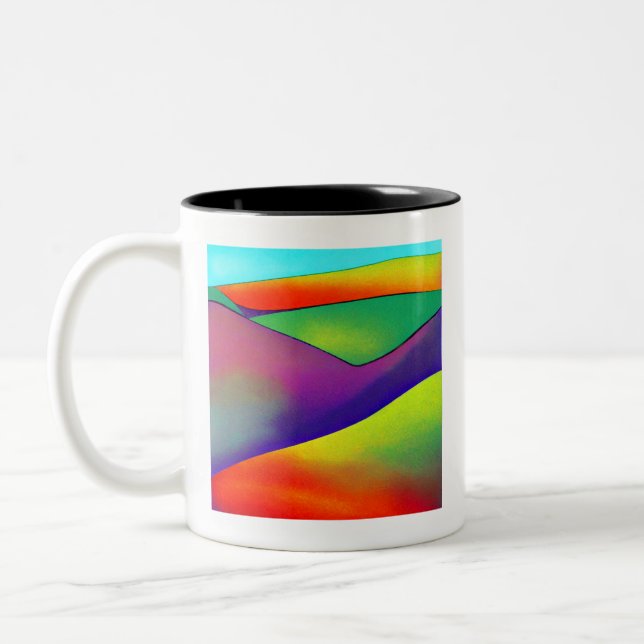 Bold Rainbow Hills Two-Tone Coffee Mug (Left)