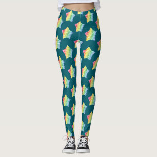 Bold Rainbow Honeycomb and Diamond Pattern star Leggings