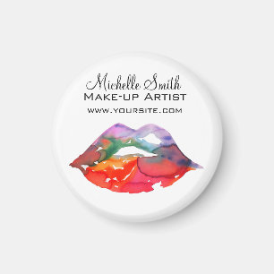 Bold Rainbow Lips Watercolor Drawing Beauty Makeup Magnet