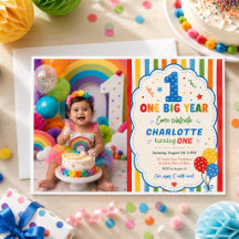 Bold Rainbow One Big Year 1st Birthday party