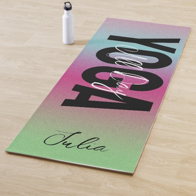 Bold Rainbow Personalised Name Yoga Mat (In Situ)